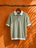 SALLT Green Knitted Polo Cotton Shirt - Regular Fit