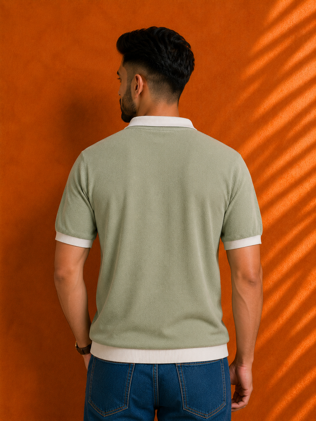 SALLT Green Knitted Polo Cotton Shirt - Regular Fit