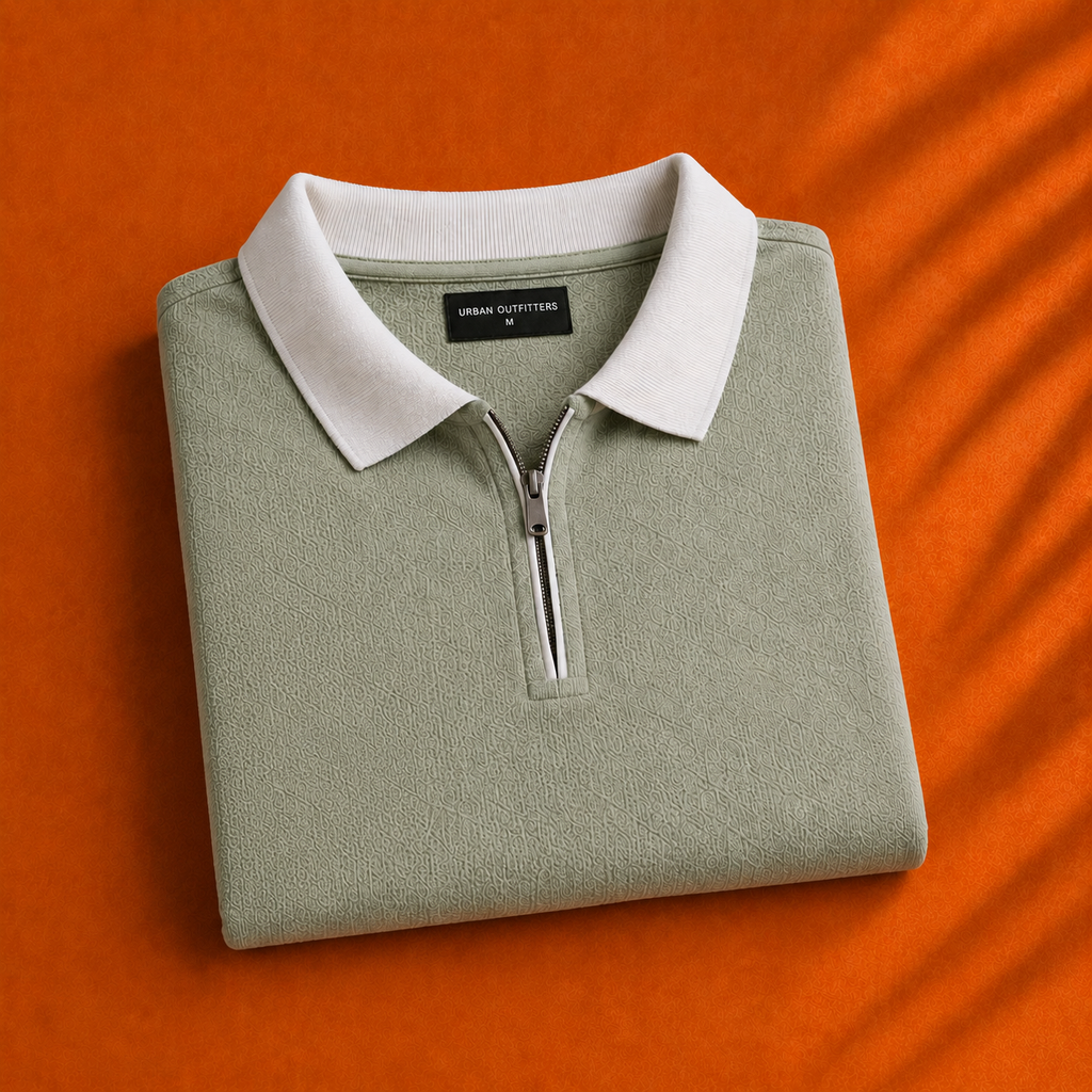 SALLT Green Knitted Polo Cotton Shirt - Regular Fit