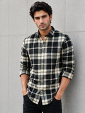 SALLT Men's Dark Textured Cotton Premium Shirt - Full Sleeves - Slim Fit