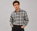 SALLT Men's Grey Premium Signature Cotton Shirt - Full Sleeves - Relaxed Fit