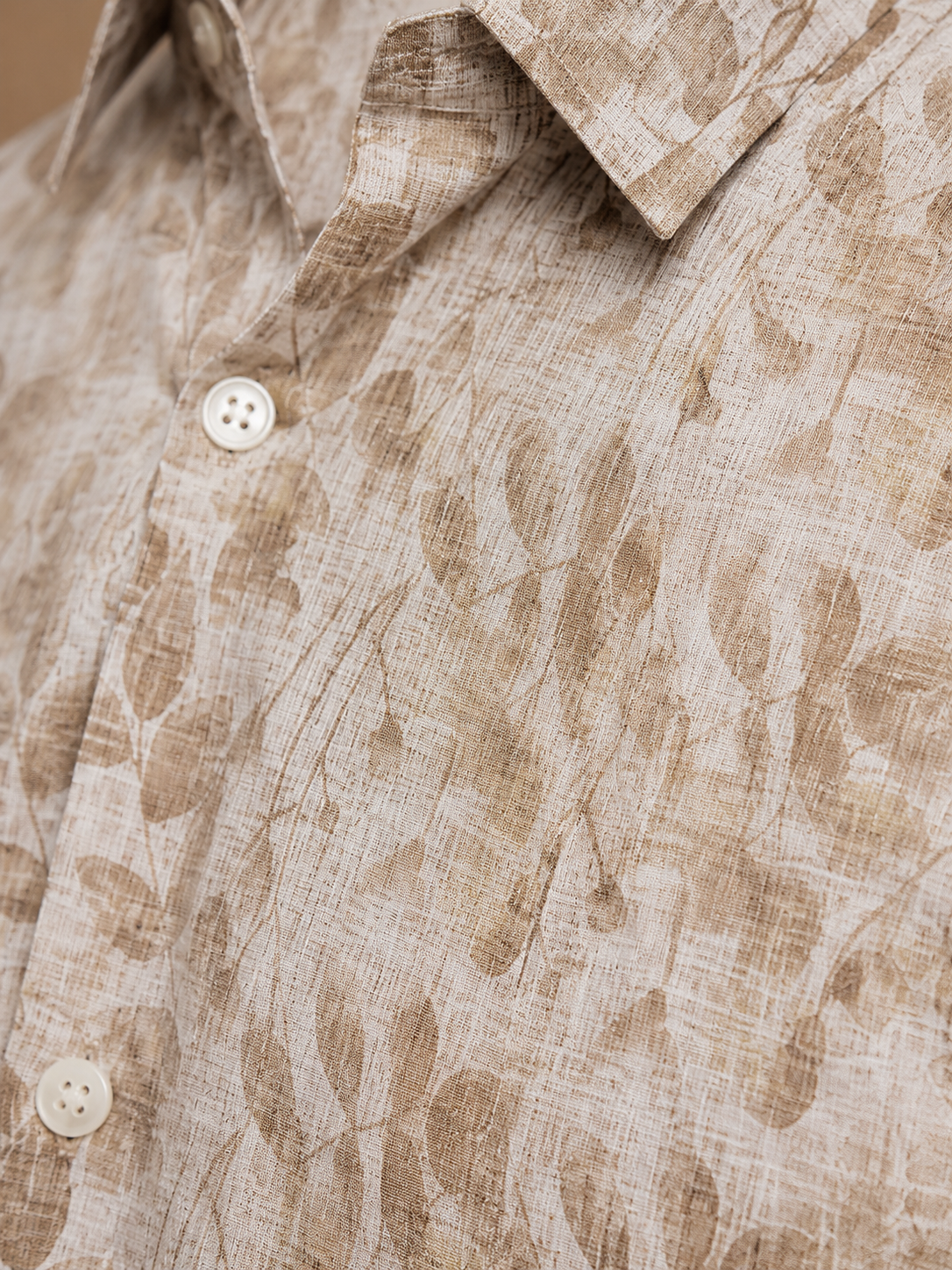 SALLT Men's Brown Printed Self Design Shirt - Half Sleeves - Relaxed Fit