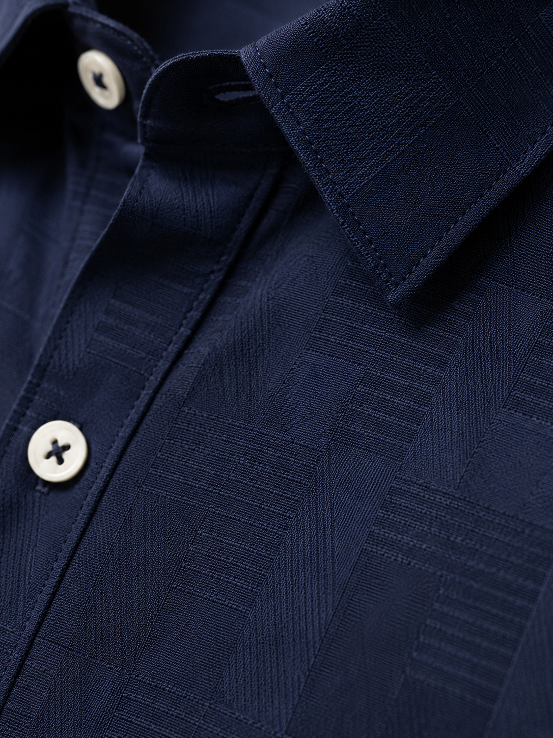 SALLT Men's Navy Premium Signature Cotton Shirt - Half Sleeves - Slim Fit