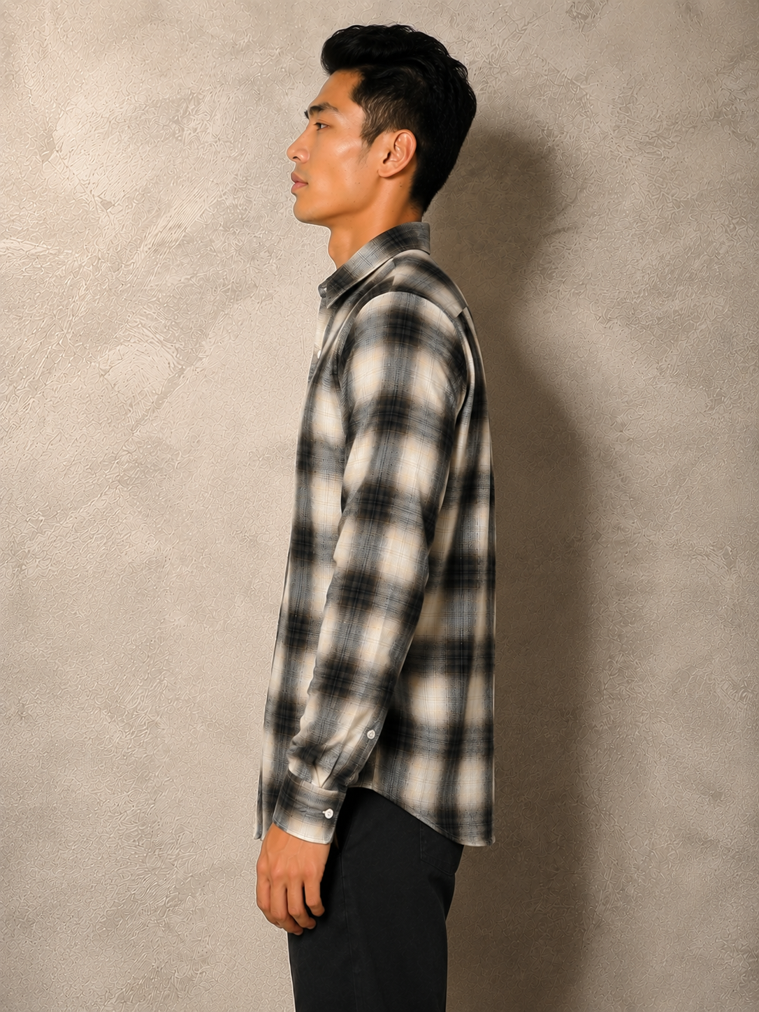 SALLT Men's Brown Textured Cotton Premium Shirt - Full Sleeves - Slim Fit