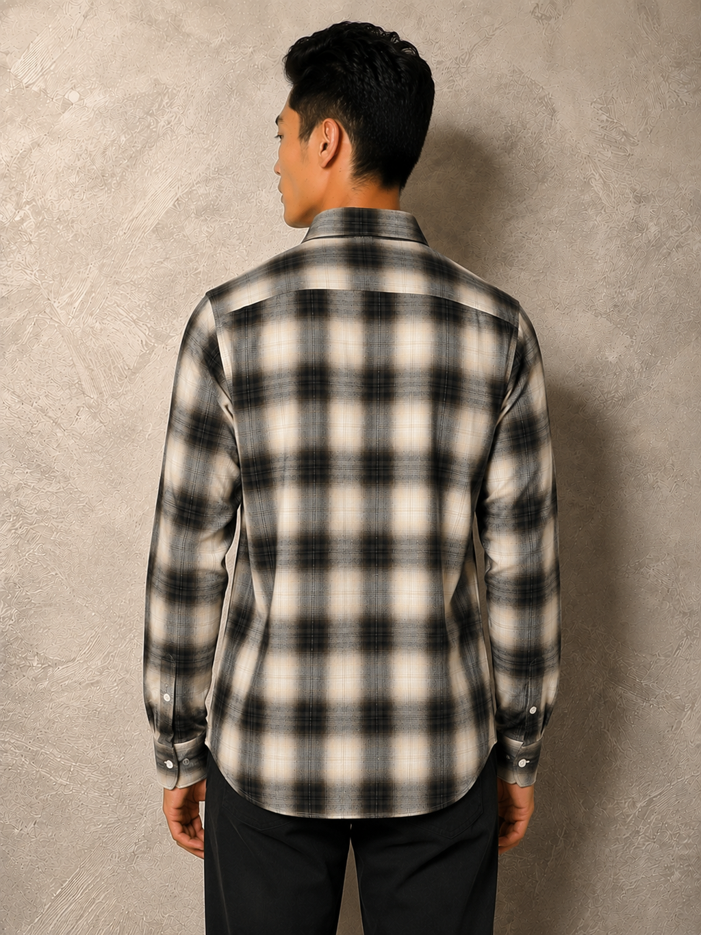SALLT Men's Brown Textured Cotton Premium Shirt - Full Sleeves - Slim Fit