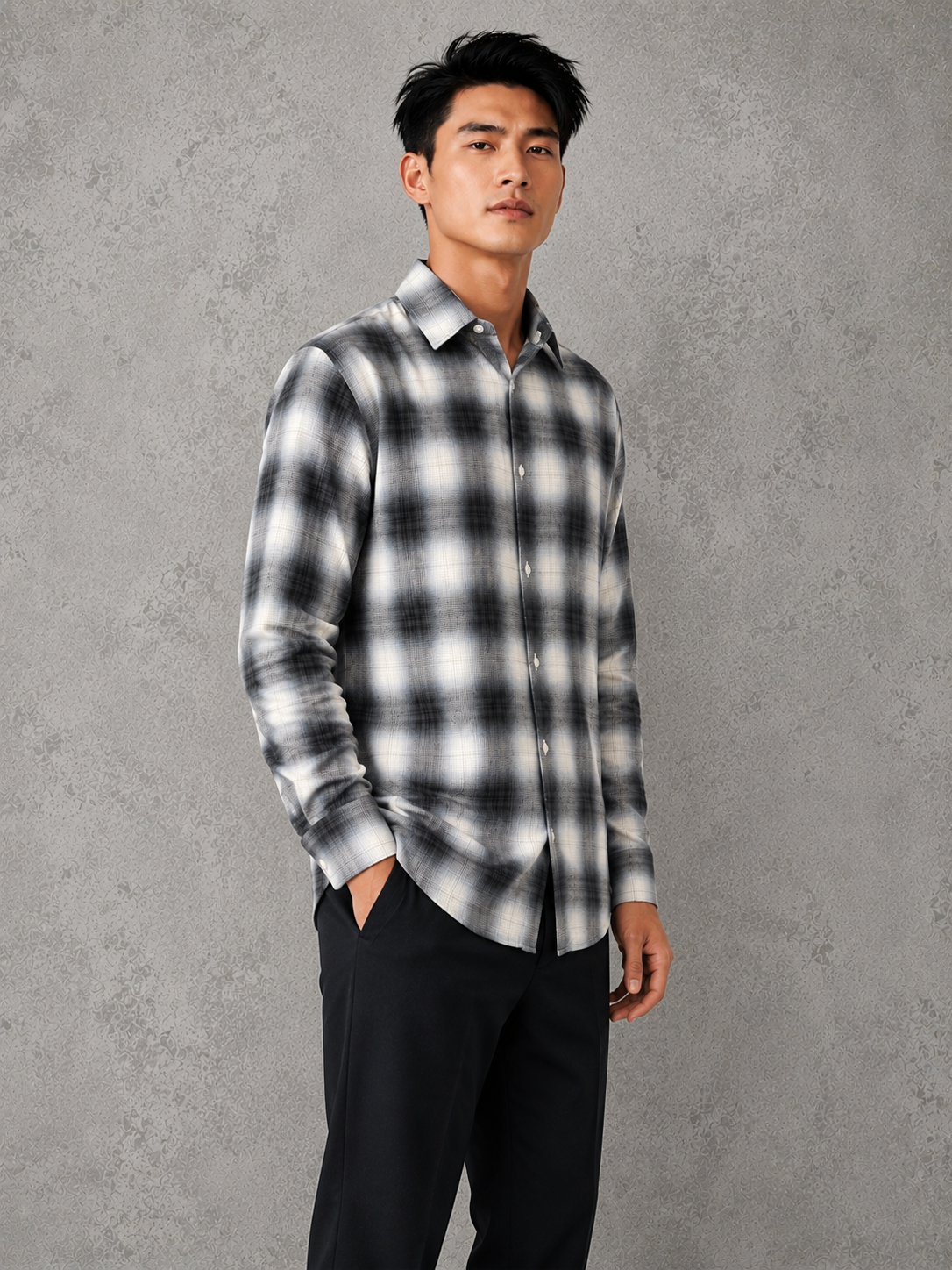 SALLT Men's Blue Textured Cotton Premium Shirt - Full Sleeves - Slim Fit