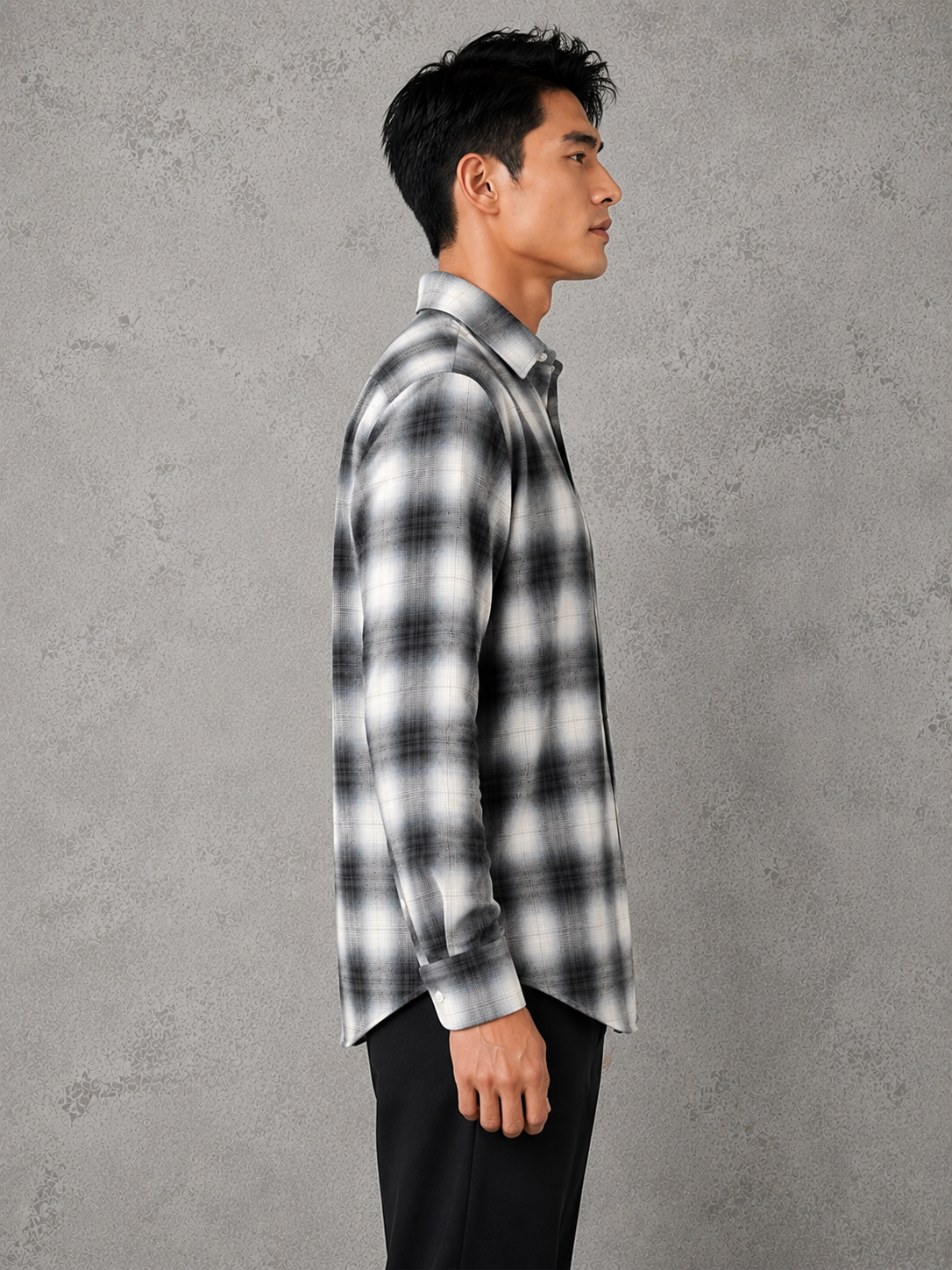 SALLT Men's Blue Textured Cotton Premium Shirt - Full Sleeves - Slim Fit