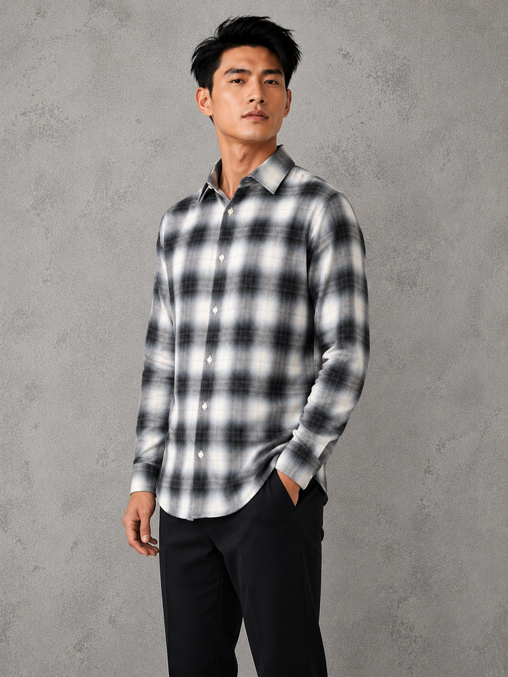 SALLT Men's Blue Textured Cotton Premium Shirt - Full Sleeves - Slim Fit