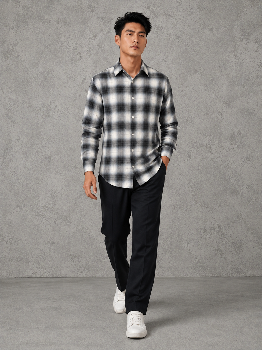 SALLT Men's Blue Textured Cotton Premium Shirt - Full Sleeves - Slim Fit
