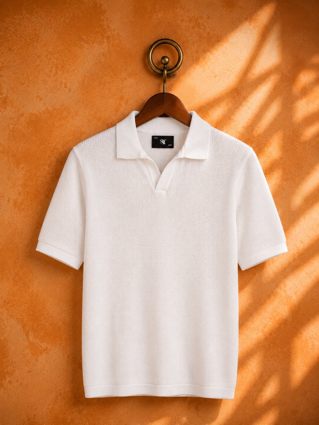 SALLT White Knitted Polo Cotton Shirt - Relaxed Fit