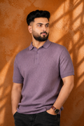 SALLT Wine Knitted Polo Cotton Shirt - Regular Fit