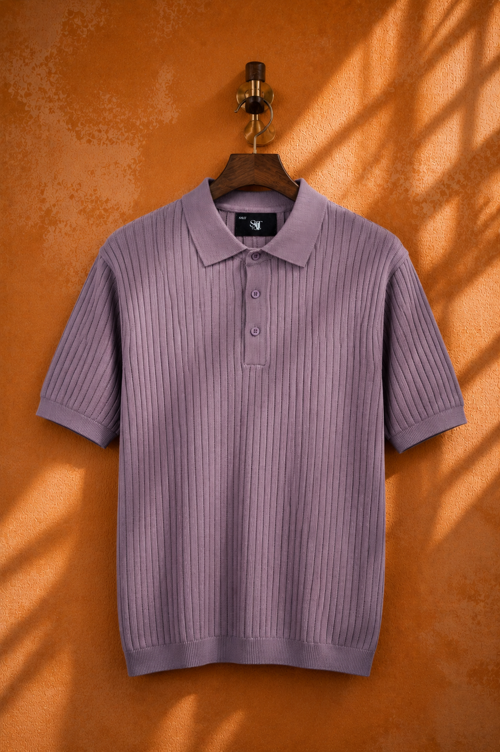 SALLT Wine Knitted Polo Cotton Shirt - Regular Fit