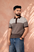 SALLT Brown Knitted Polo Cotton Shirt - Regular Fit