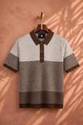 SALLT Brown Knitted Polo Cotton Shirt - Regular Fit