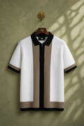 SALLT White Knitted Polo Cotton Shirt - Regular Fit