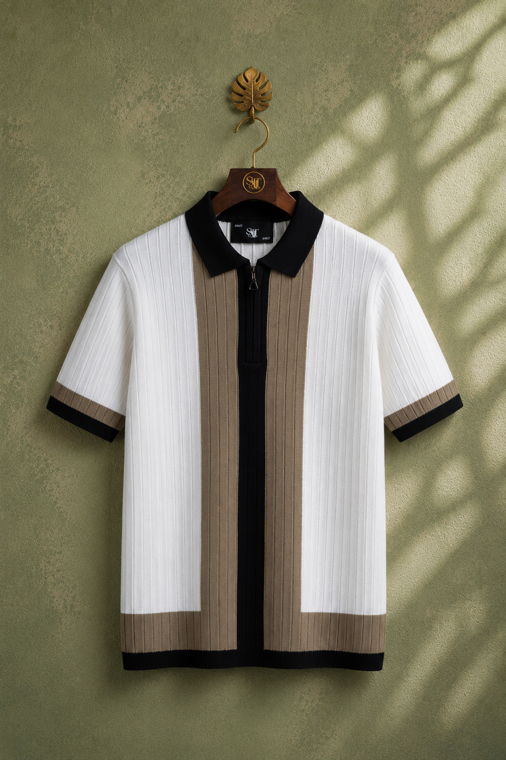 SALLT White Knitted Polo Cotton Shirt - Regular Fit