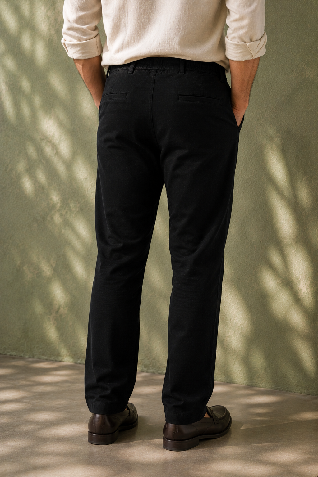SALLT Black Cotton Linen Pants - Regular Fit