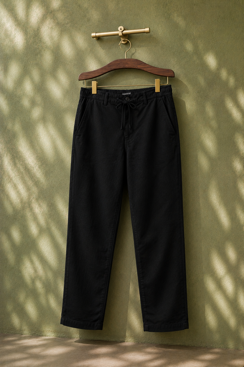 SALLT Black Cotton Linen Pants - Regular Fit