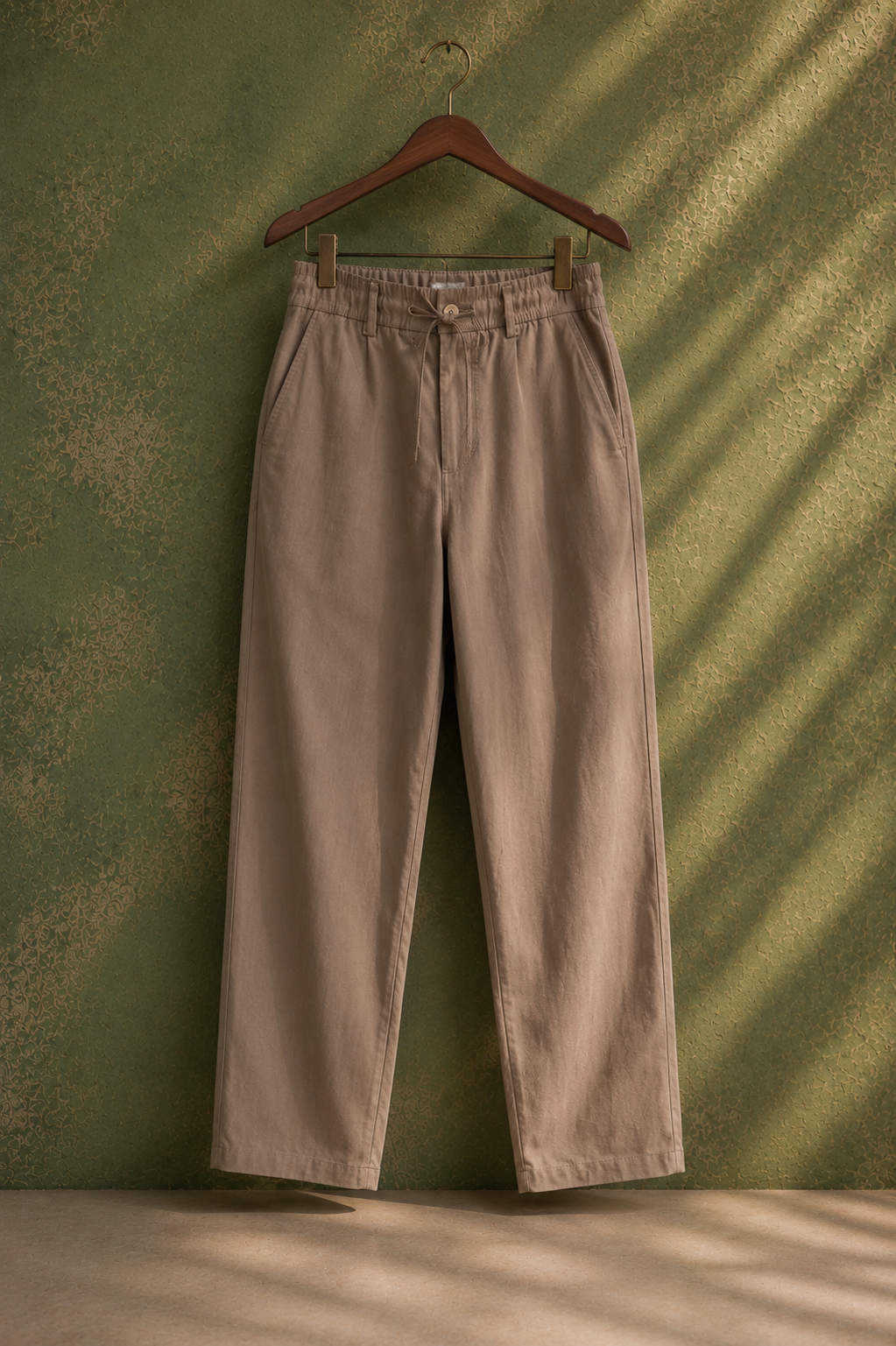 SALLT Khaki Cotton Linen Pants - Regular Fit