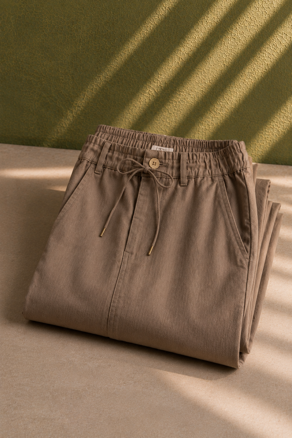 SALLT Khaki Cotton Linen Pants - Regular Fit