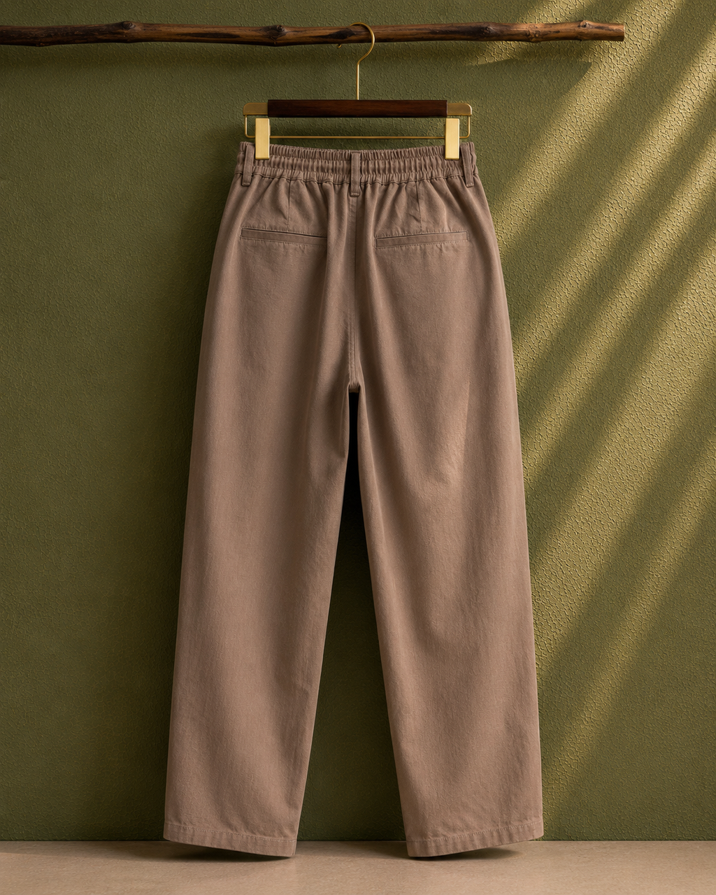 SALLT Khaki Cotton Linen Pants - Regular Fit