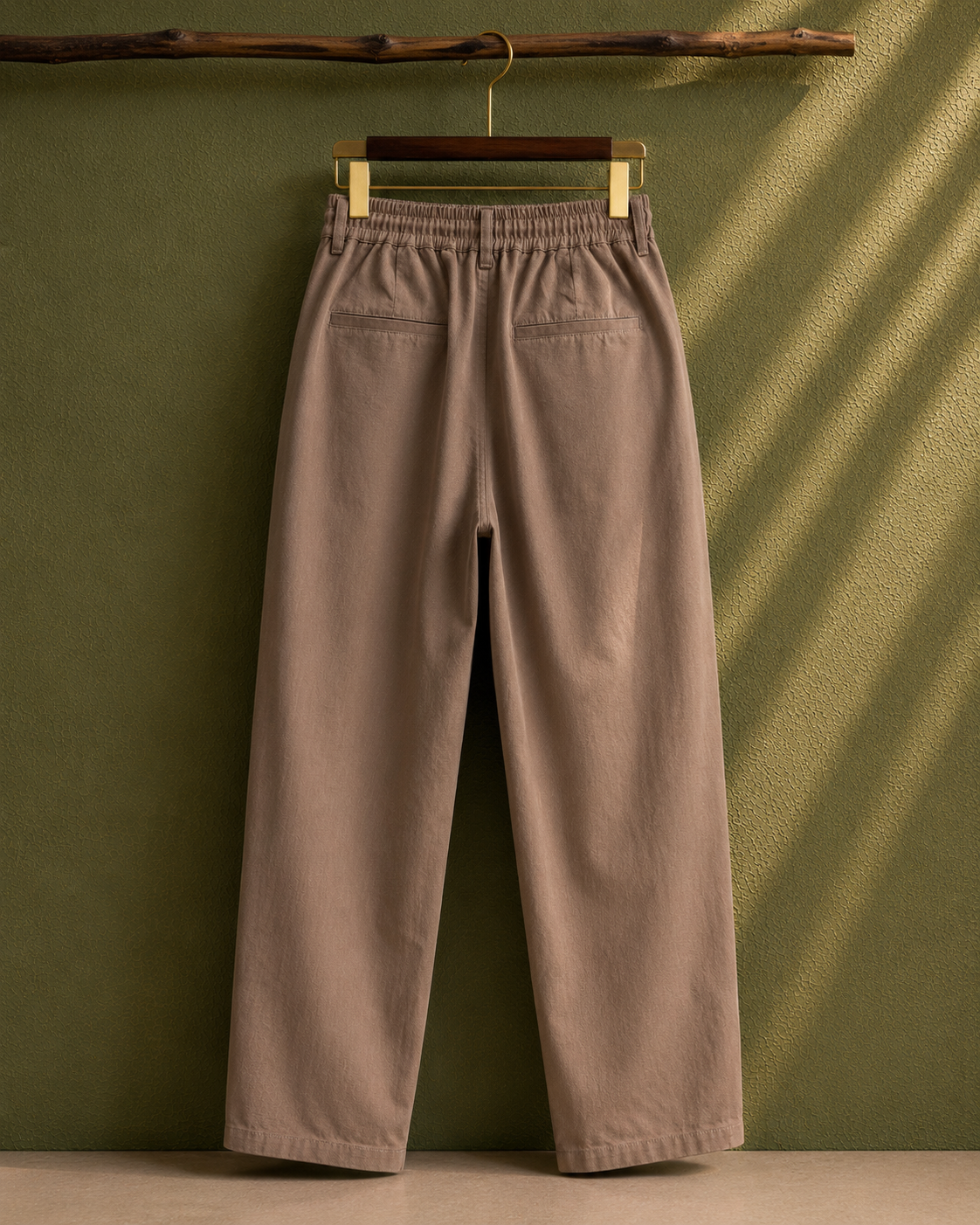 SALLT Khaki Cotton Linen Pants - Regular Fit