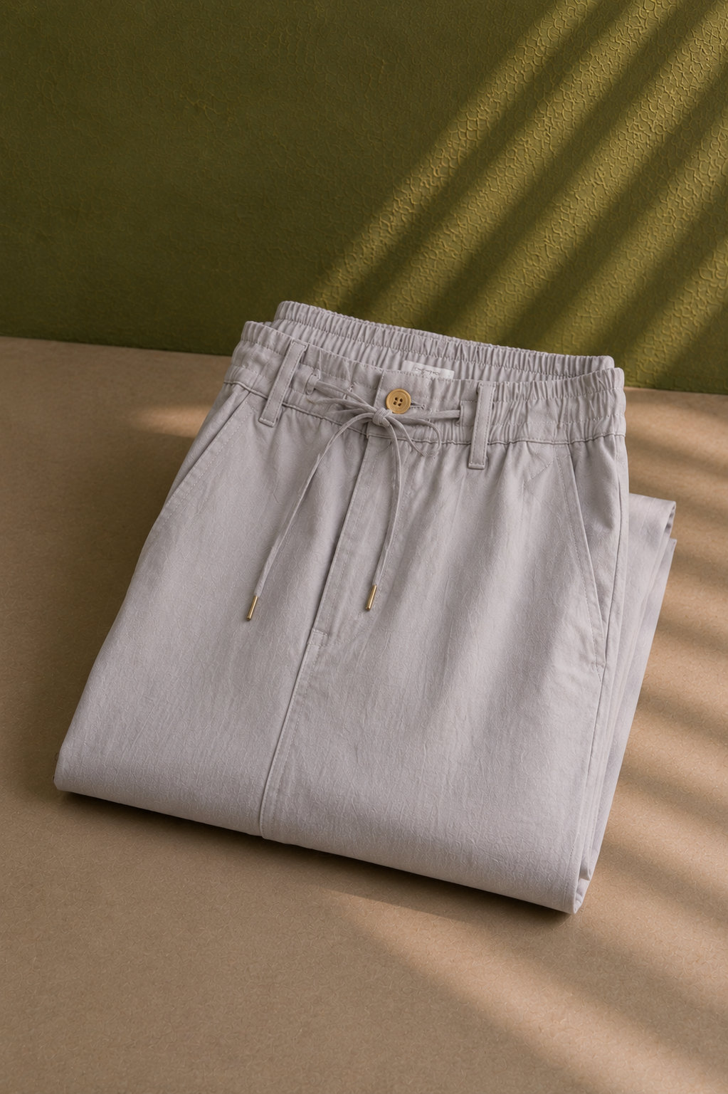 SALLT Grey Cotton Linen Pants - Regular Fit