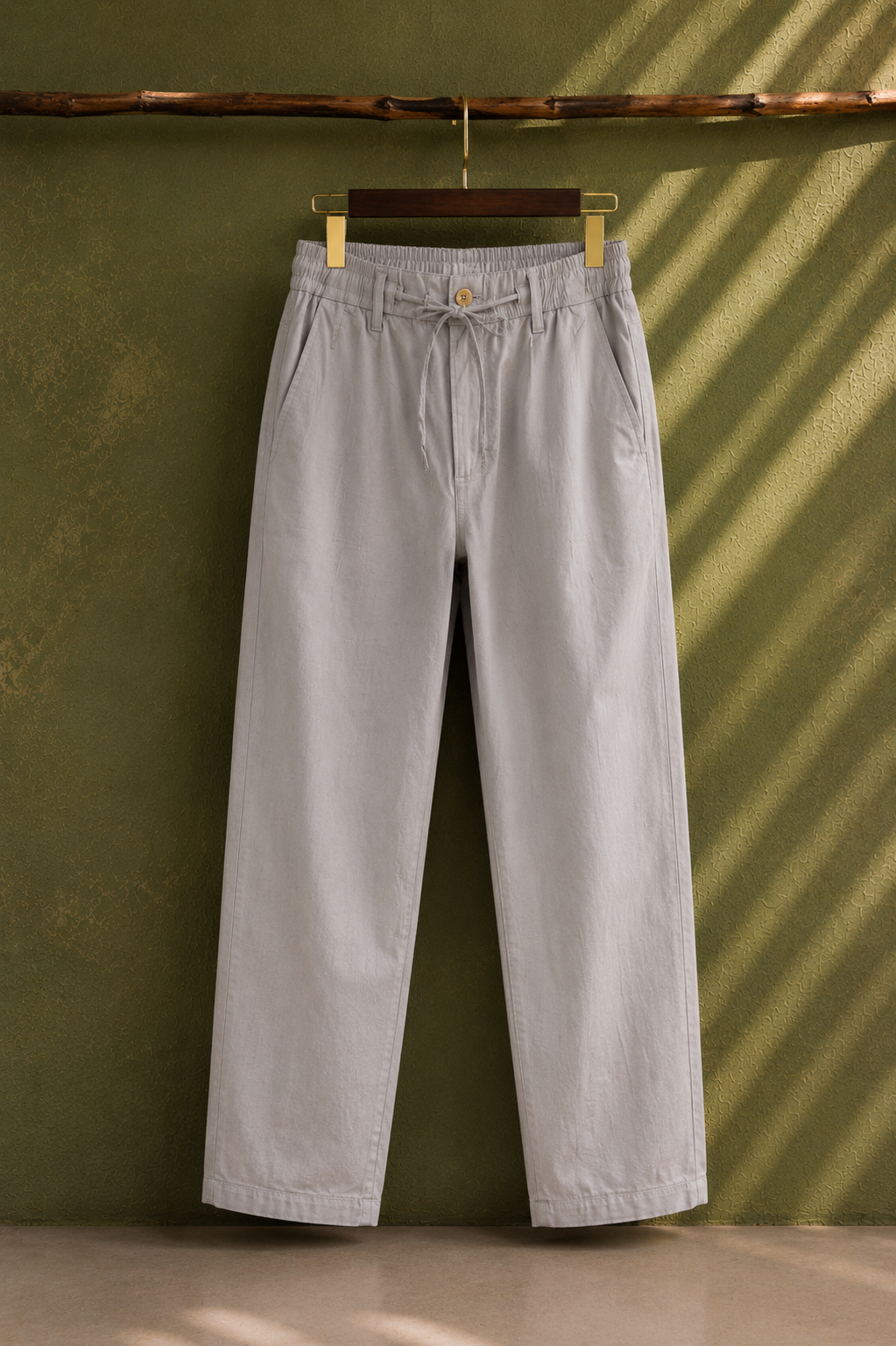 SALLT Grey Cotton Linen Pants - Regular Fit