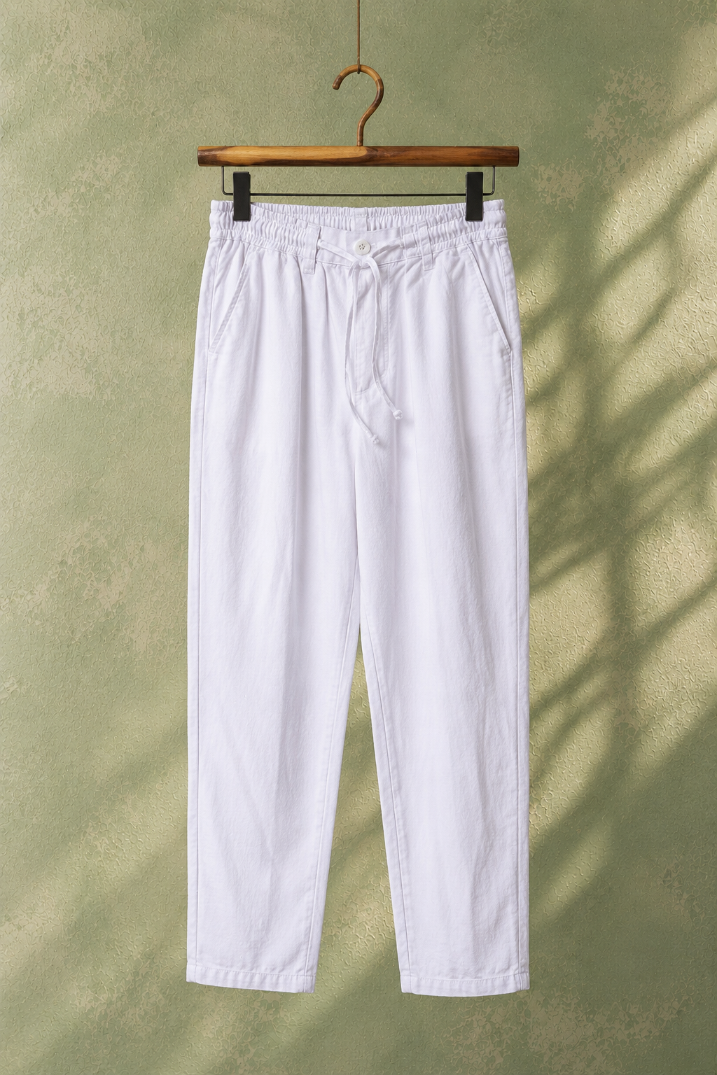 SALLT White Cotton Linen Pants - Regular Fit