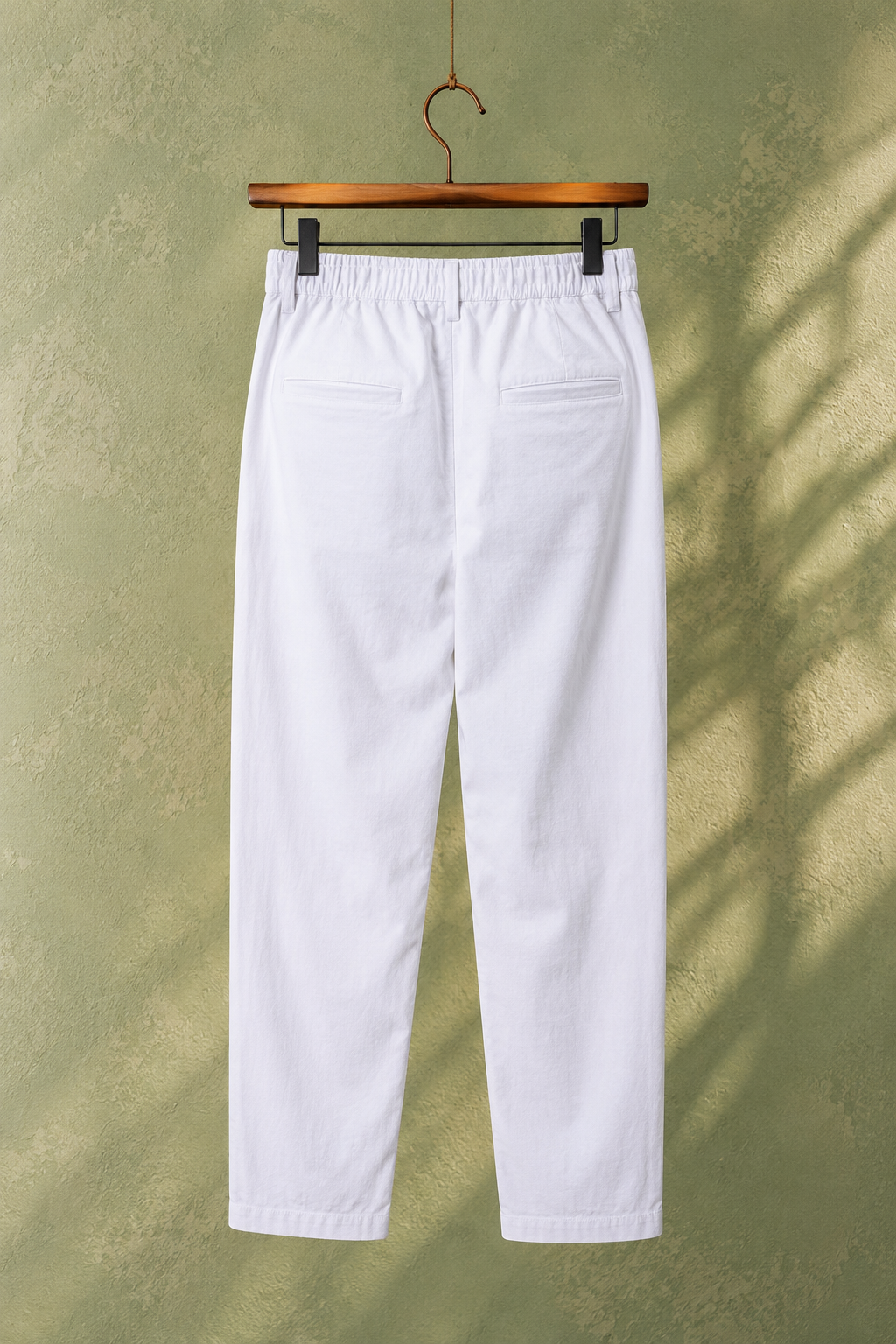 SALLT White Cotton Linen Pants - Regular Fit