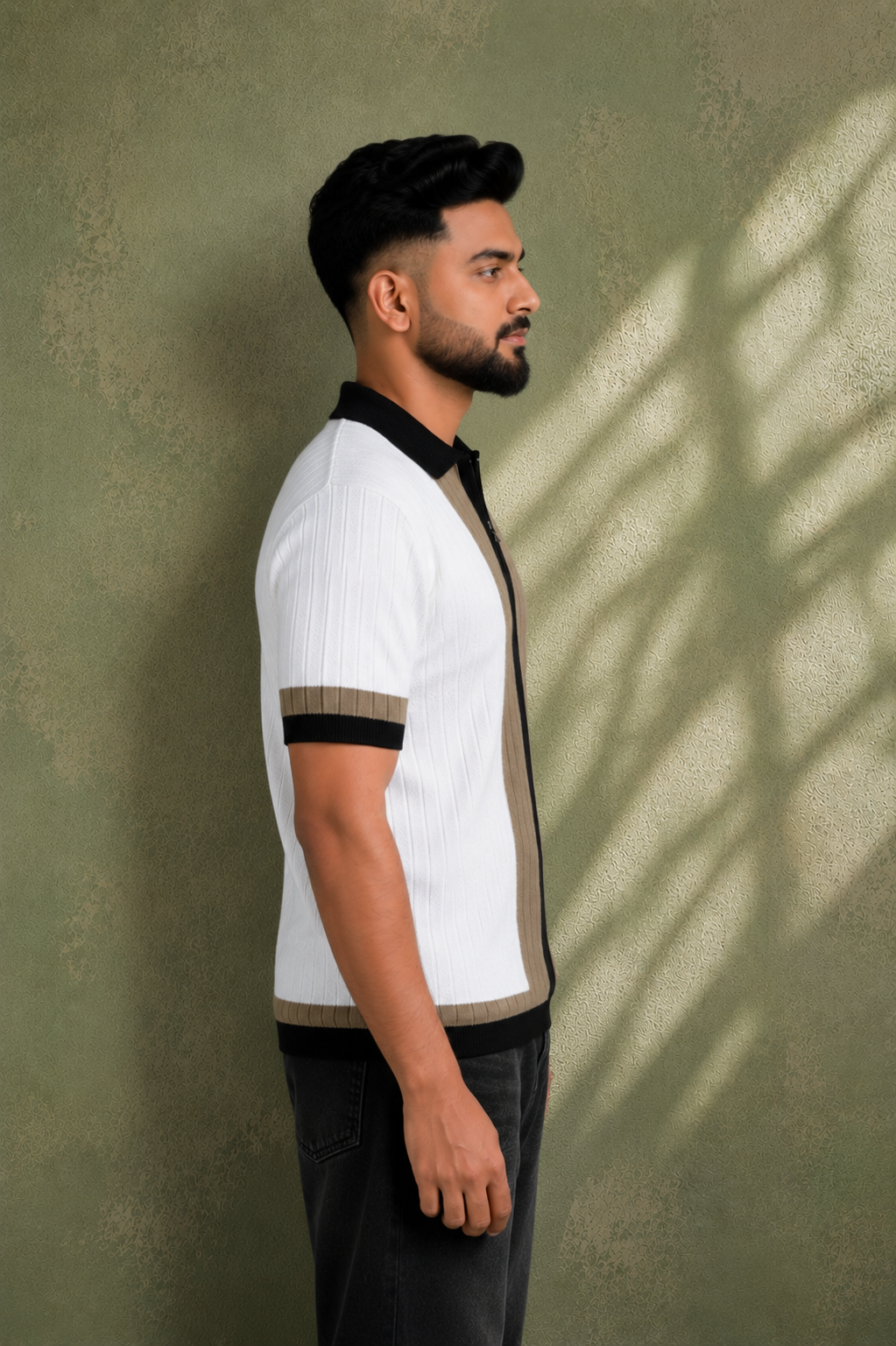 SALLT White Knitted Polo Cotton Shirt - Regular Fit