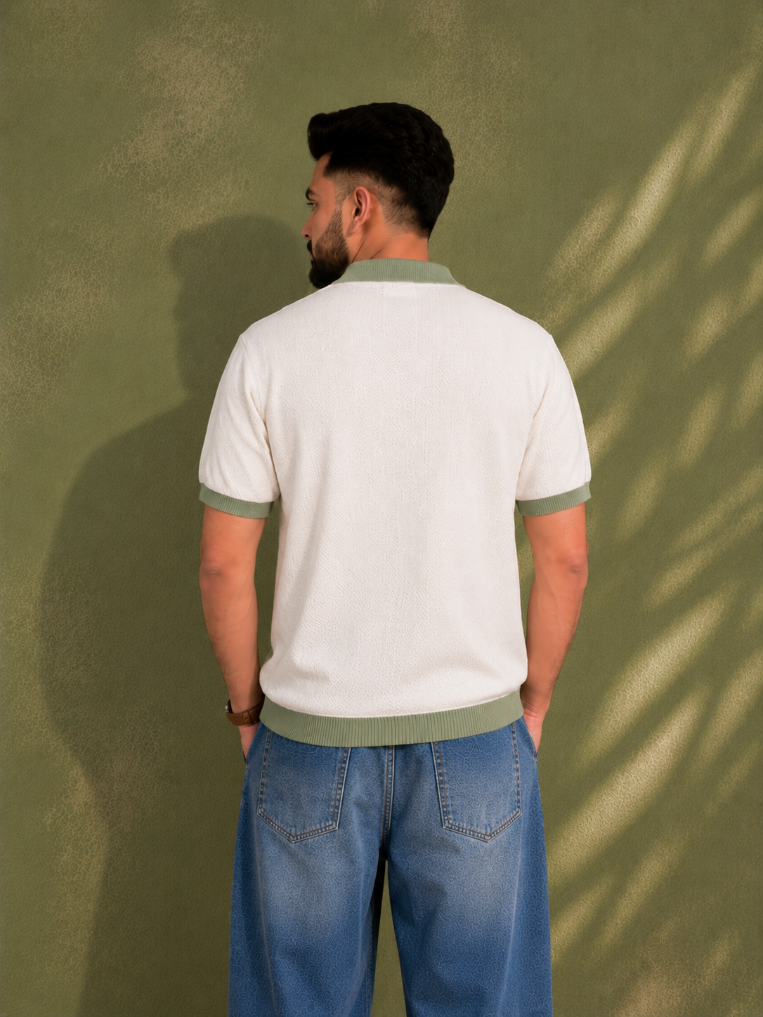 SALLT White Knitted Polo Cotton Shirt - Regular Fit