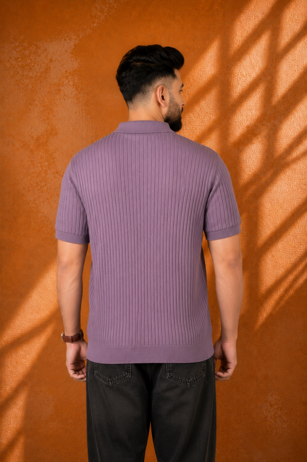 SALLT Wine Knitted Polo Cotton Shirt - Regular Fit