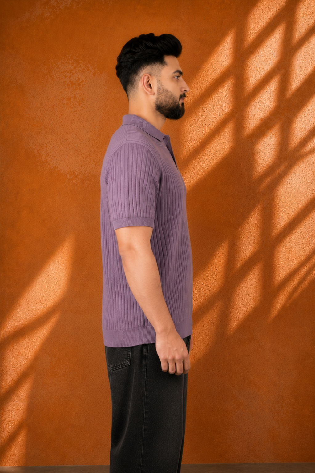 SALLT Wine Knitted Polo Cotton Shirt - Regular Fit