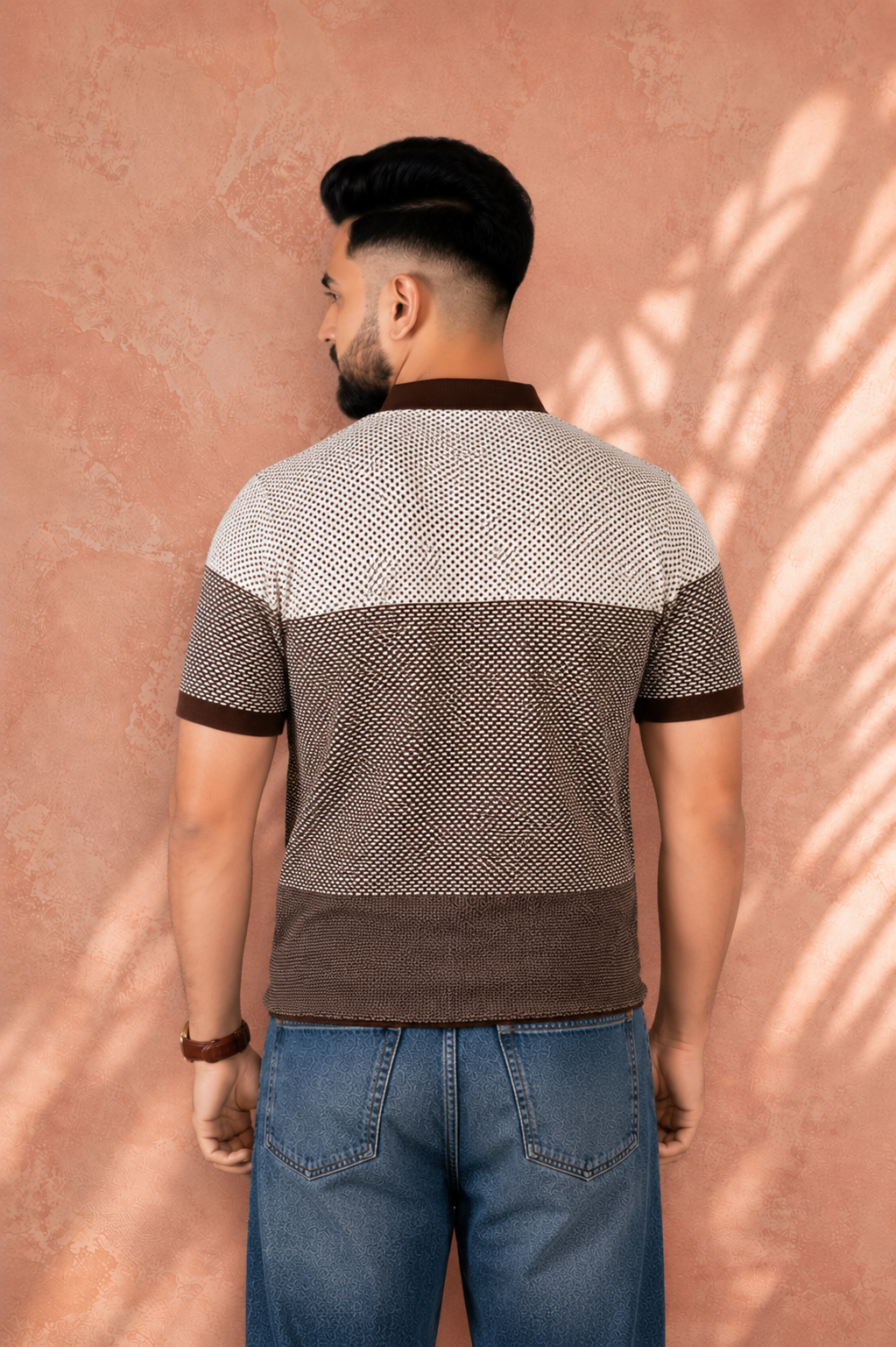 SALLT Brown Knitted Polo Cotton Shirt - Regular Fit