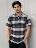 SALLT Men's Grey Soft - Brushed Cotton Shirt - Half Sleeves - Slim Fit