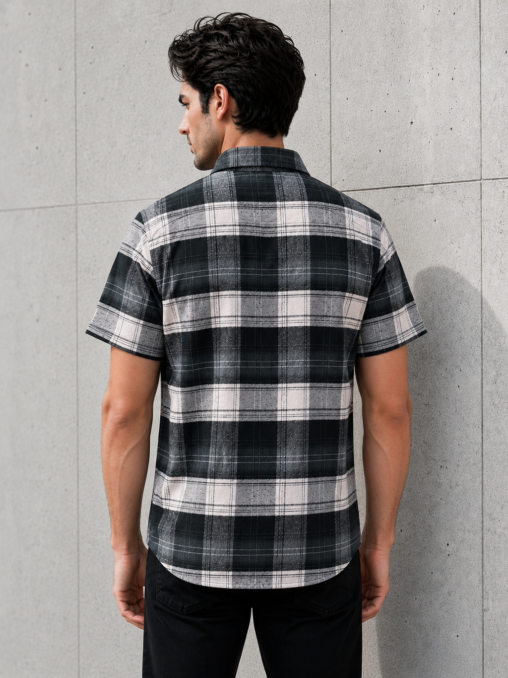SALLT Men's Grey Soft - Brushed Cotton Shirt - Half Sleeves - Slim Fit