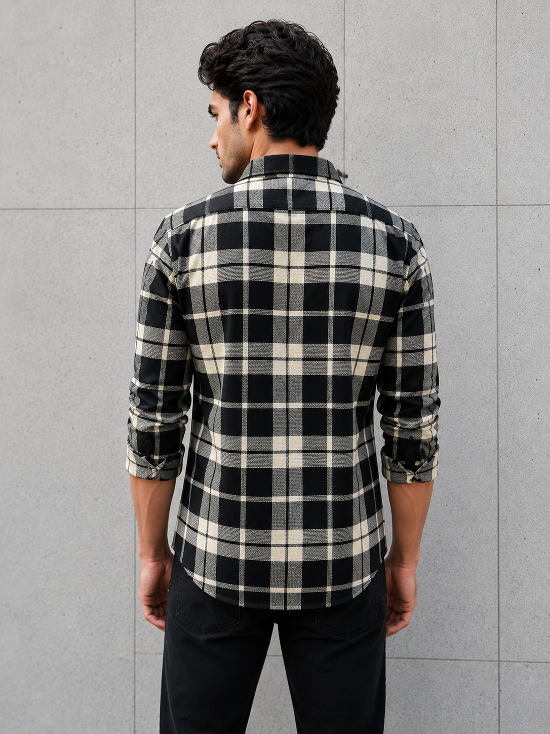 SALLT Men's Dark Textured Cotton Premium Shirt - Full Sleeves - Slim Fit