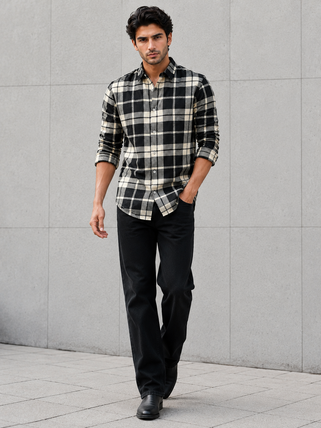 SALLT Men's Dark Textured Cotton Premium Shirt - Full Sleeves - Slim Fit