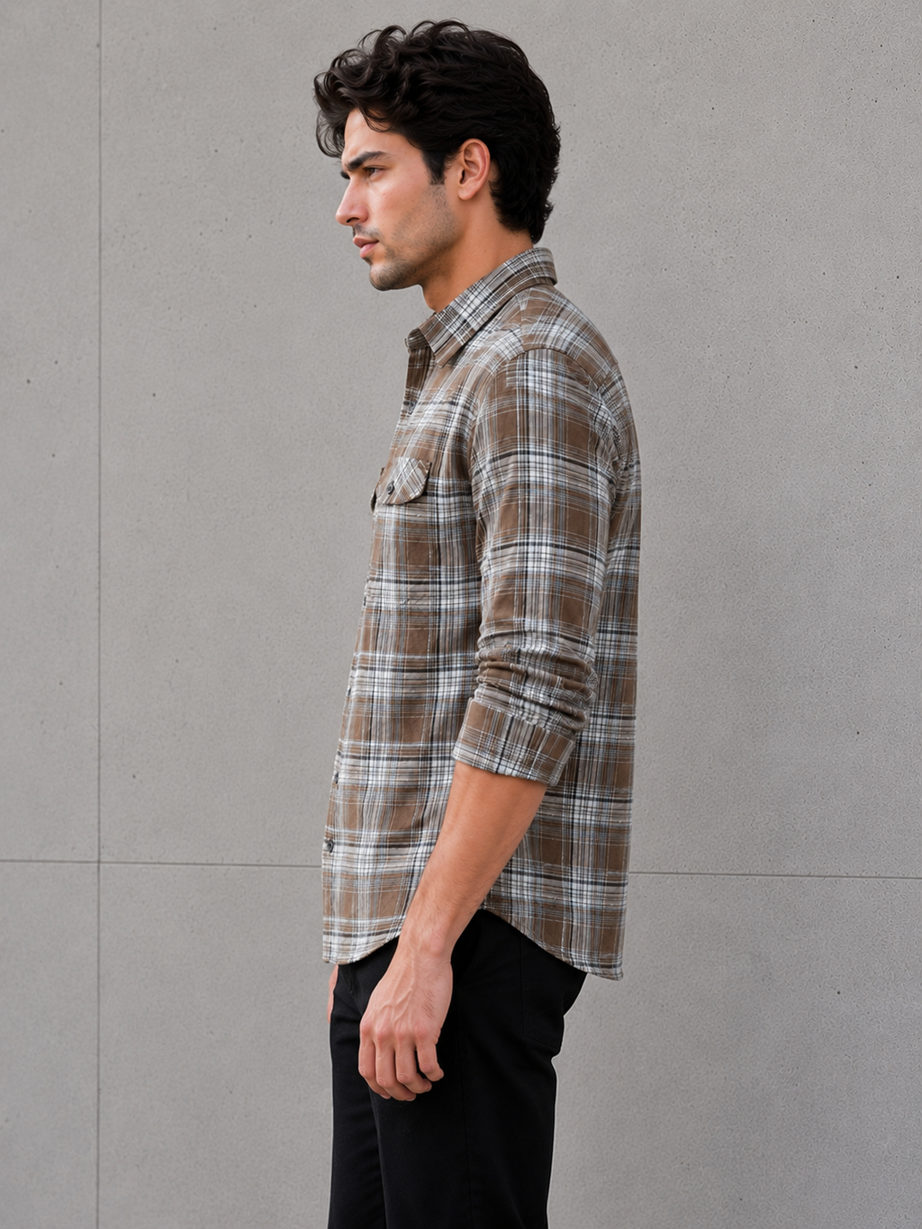 SALLT Men's Brown Premium Signature Cotton Shirt - Full Sleeves - Relaxed Fit