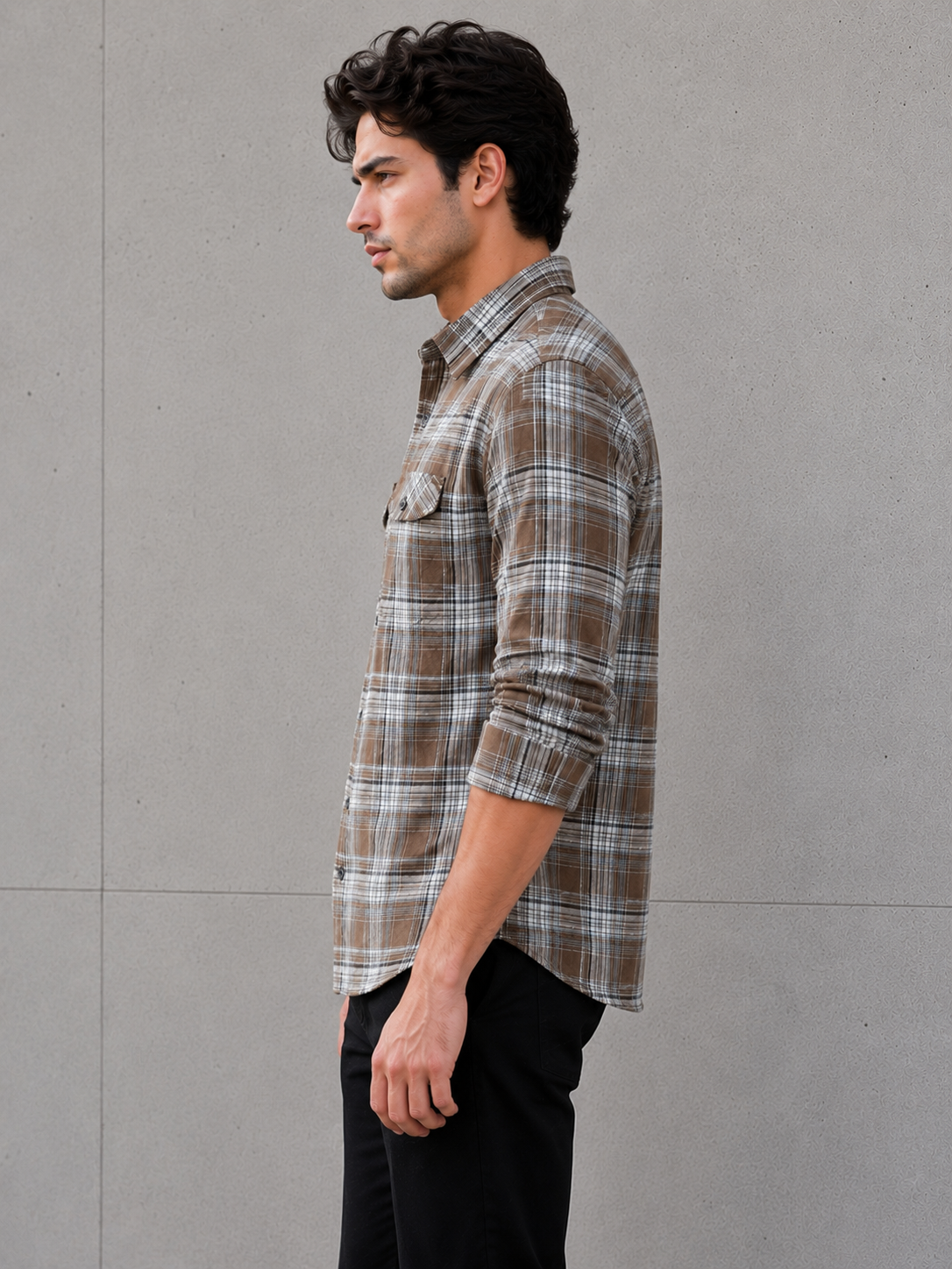 SALLT Men's Brown Premium Signature Cotton Shirt - Full Sleeves - Relaxed Fit