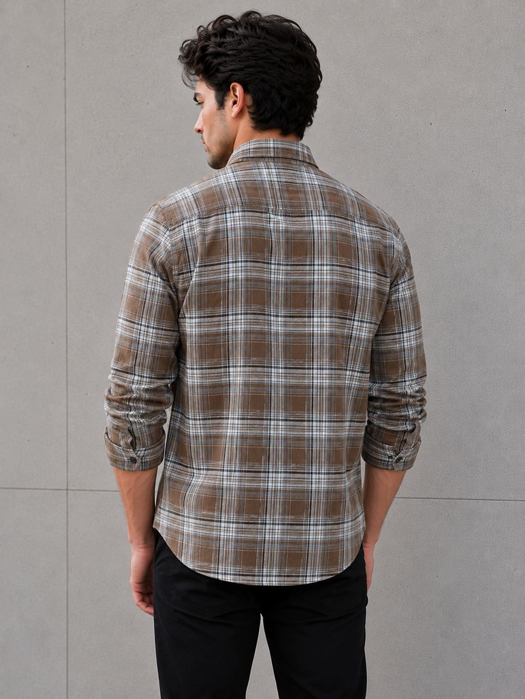 SALLT Men's Brown Premium Signature Cotton Shirt - Full Sleeves - Relaxed Fit