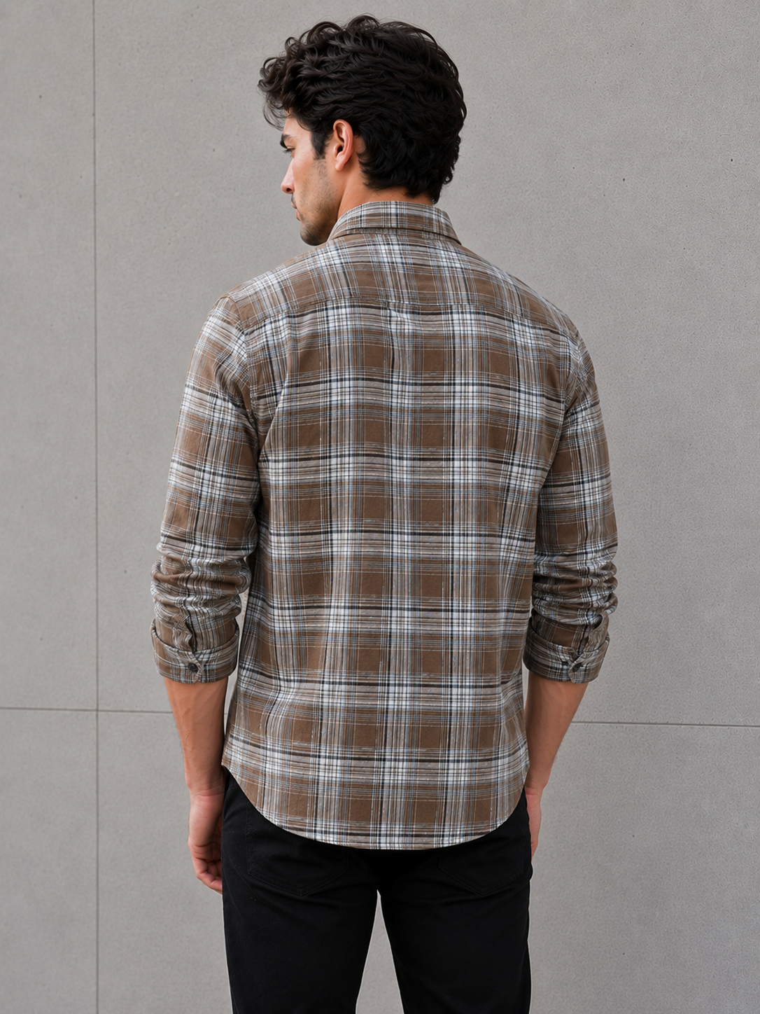 SALLT Men's Brown Premium Signature Cotton Shirt - Full Sleeves - Relaxed Fit