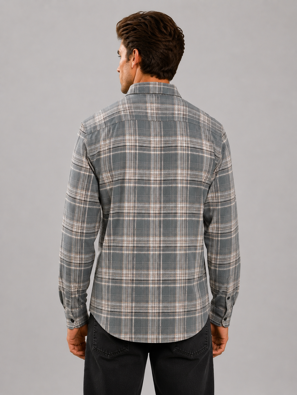 SALLT Men's Grey Premium Signature Cotton Shirt - Full Sleeves - Relaxed Fit