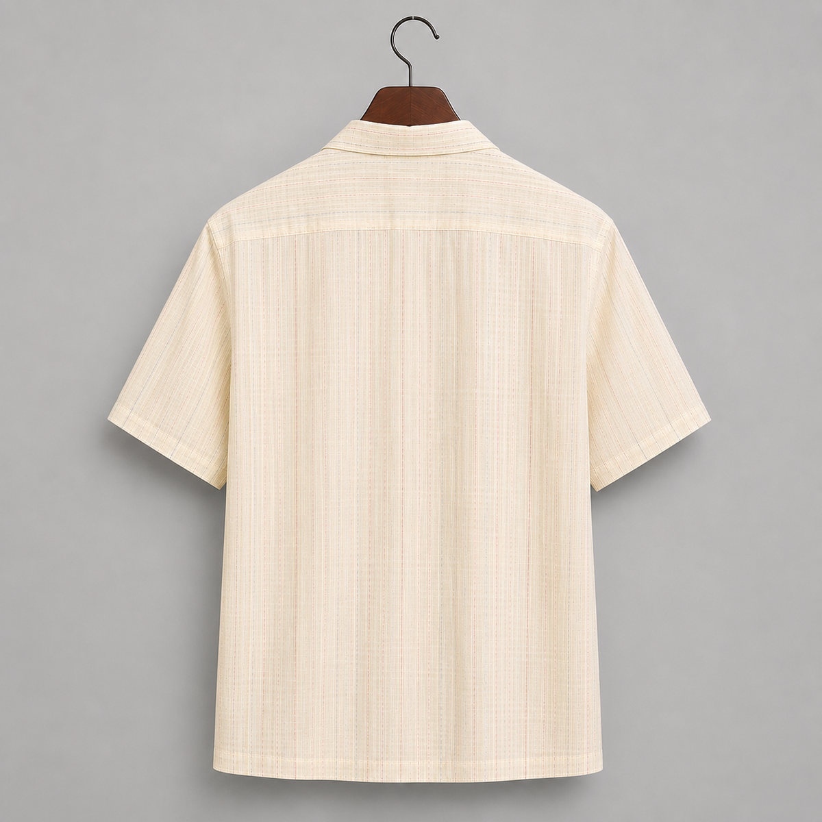 SALLT Men's Beige Linen Cotton Blend Shirt - Half Sleeves - Relaxed Fit