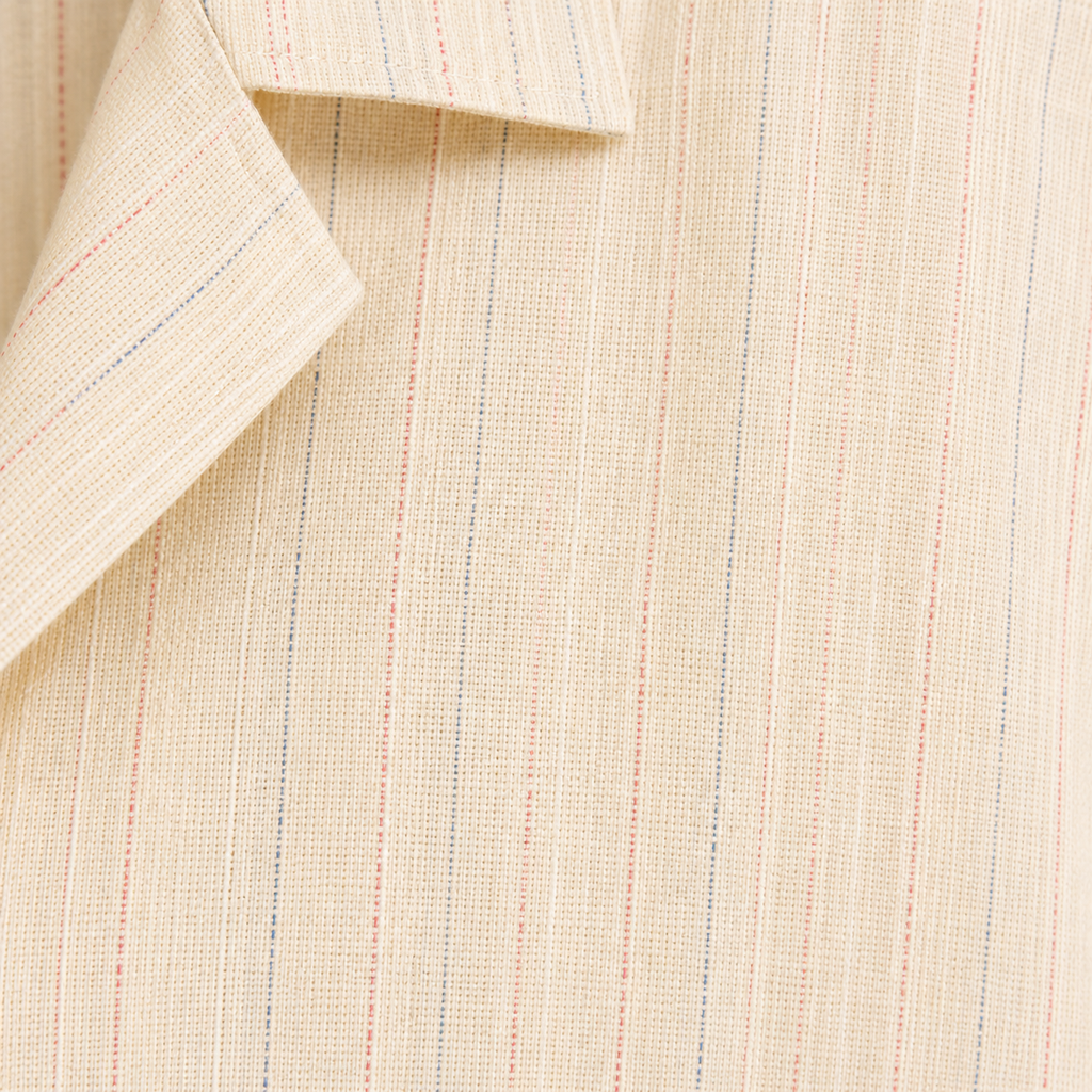 SALLT Men's Beige Linen Cotton Blend Shirt - Half Sleeves - Relaxed Fit