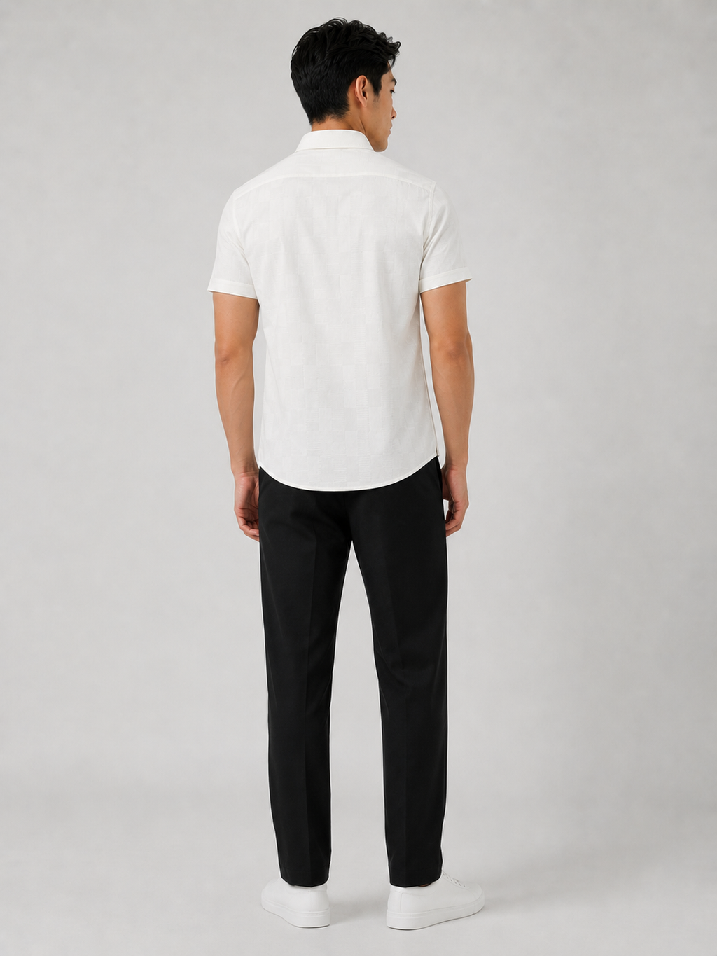 SALLT Men's White Premium Signature Cotton Shirt - Half Sleeves - Slim Fit