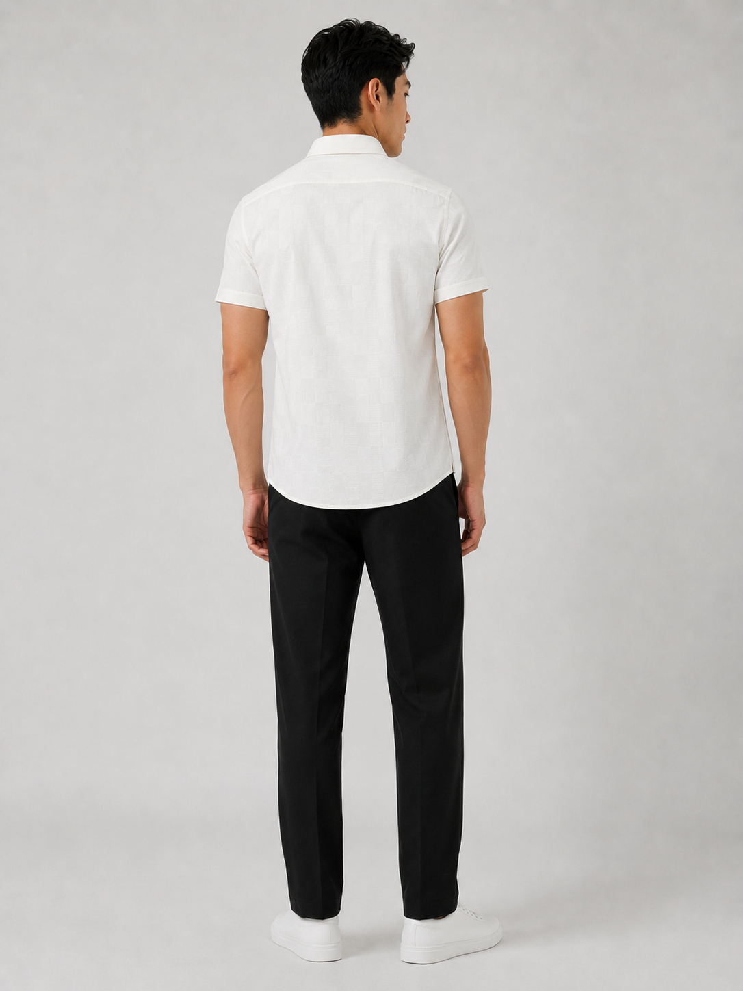 SALLT Men's White Premium Signature Cotton Shirt - Half Sleeves - Slim Fit