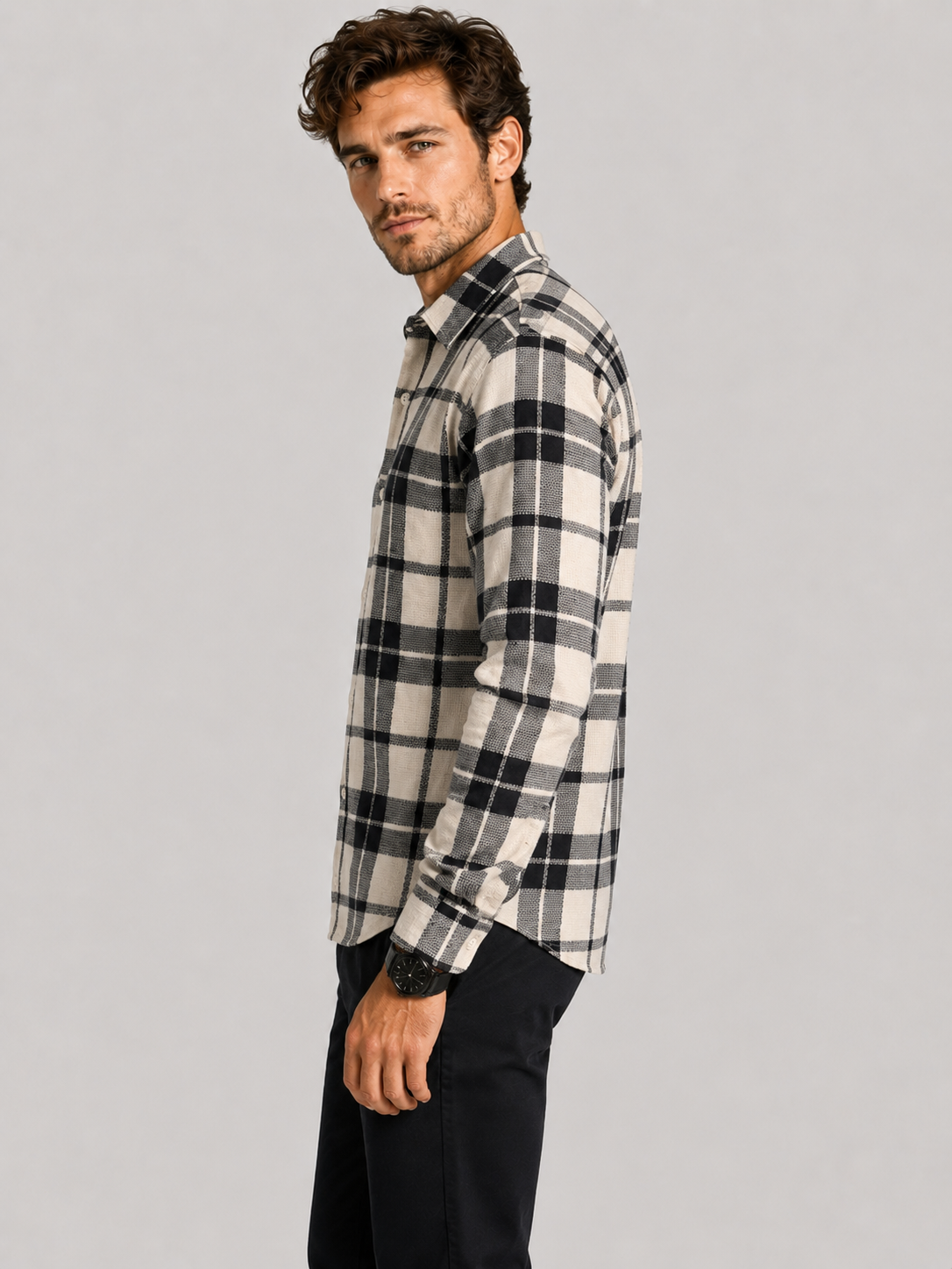 SALLT Men's Light Textured Cotton Premium Shirt - Full Sleeves - Slim Fit