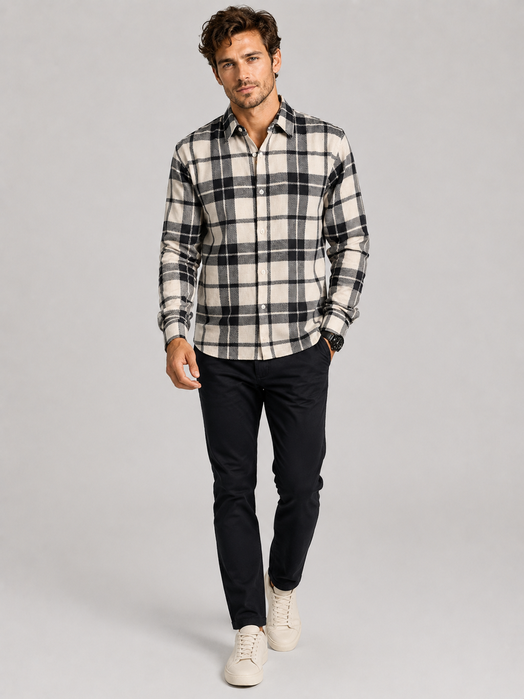 SALLT Men's Light Textured Cotton Premium Shirt - Full Sleeves - Slim Fit